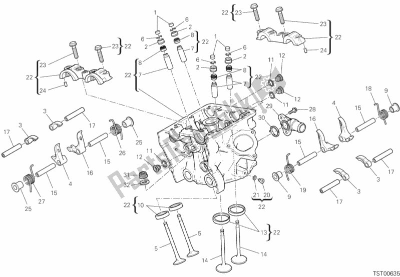 All parts for the Vertical Head of the Ducati Hypermotard 950 2020